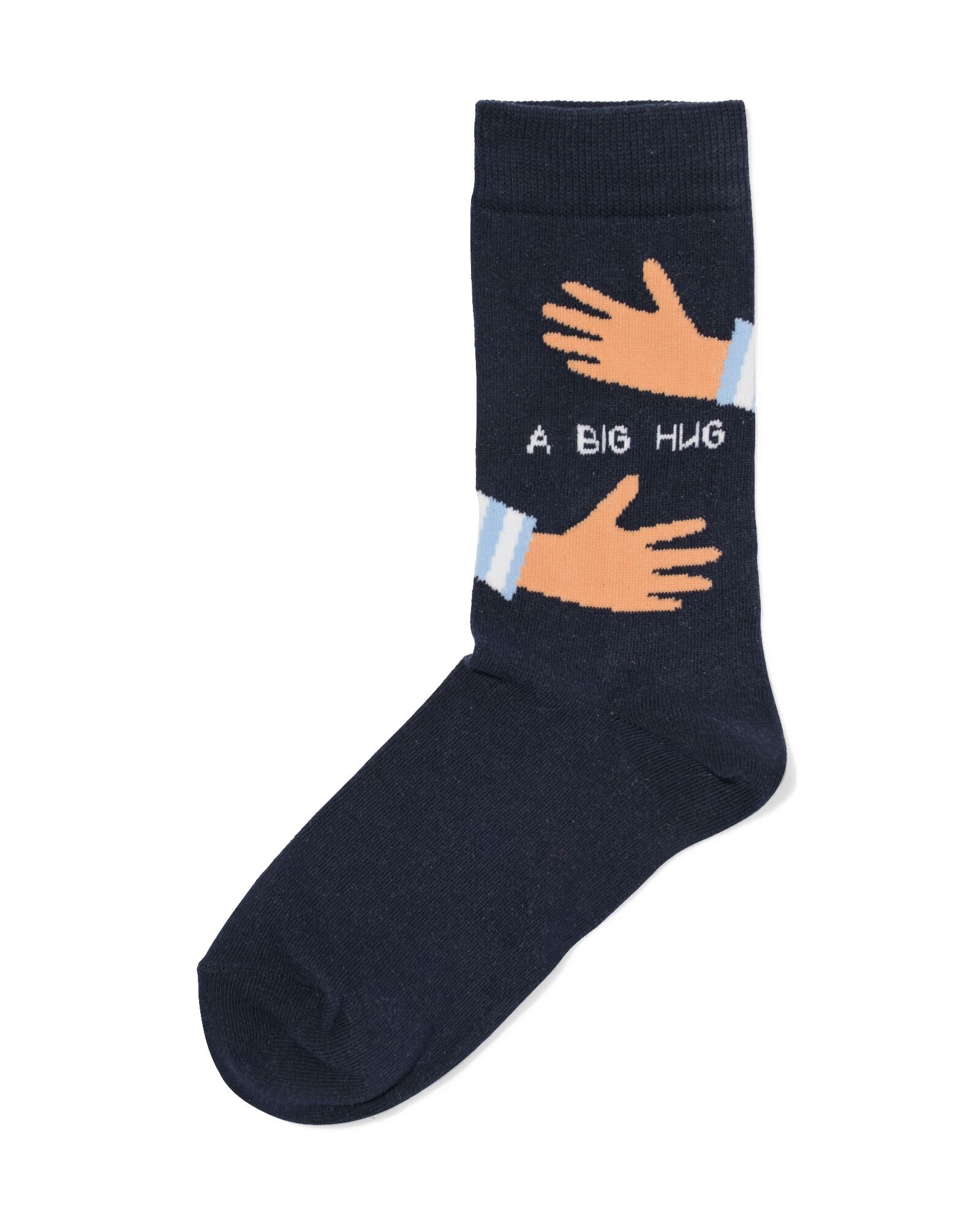 sokken met katoen big hug donkerblauw - 4124140DARKBLUE - HEMA