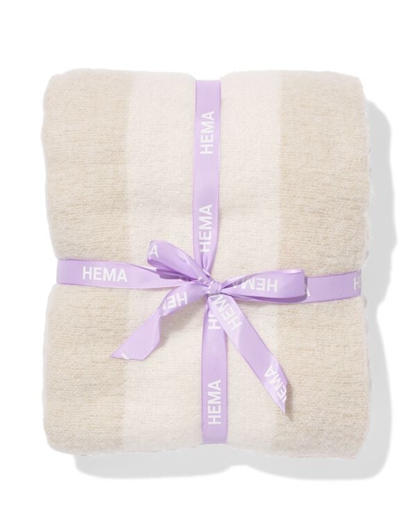 plaid 130x150cm aspect laine rayures beige - 7325174 - HEMA