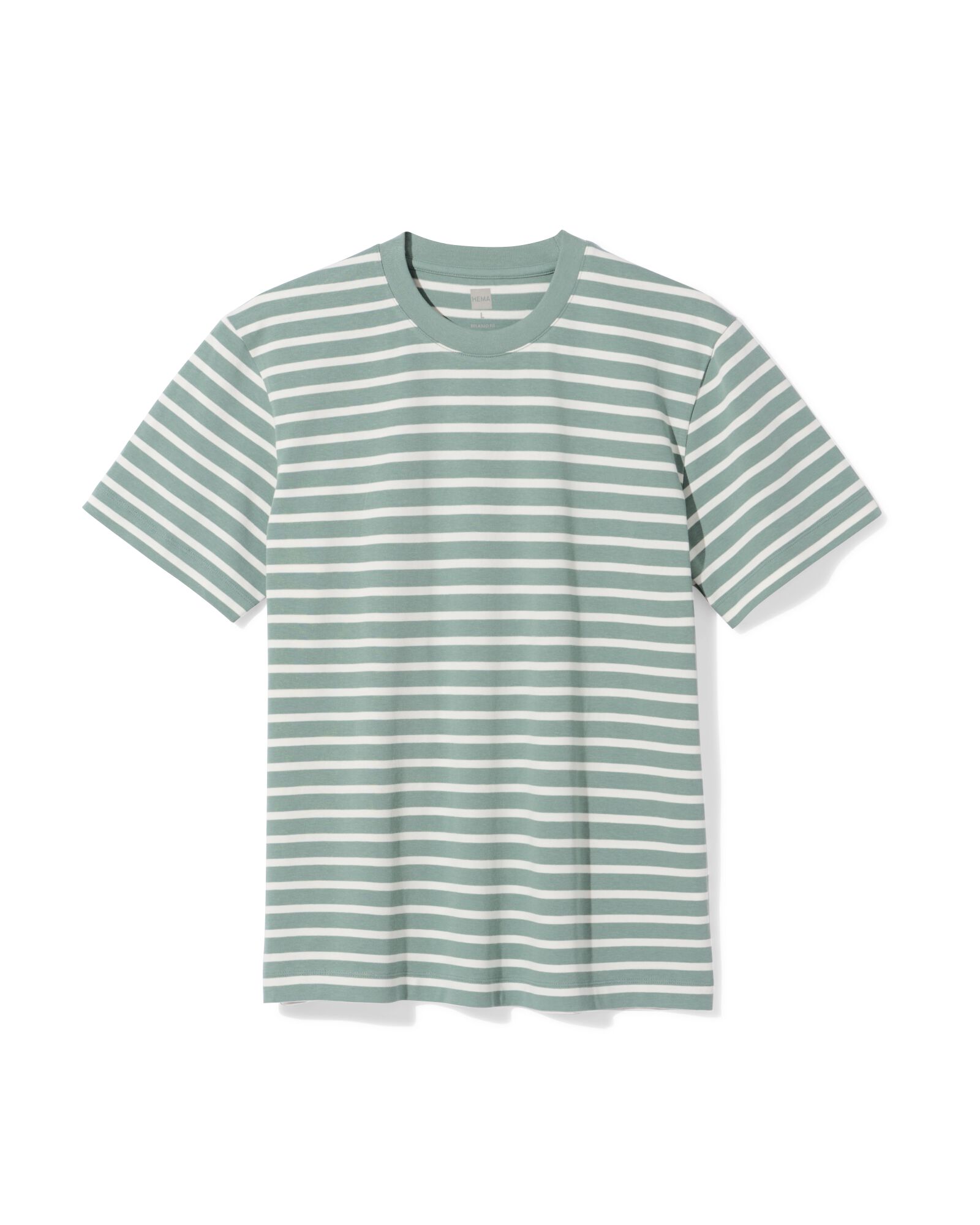 heren T-shirt Elias relaxed fit strepen lichtgroen lichtgroen - 2129810LIGHTGREEN - HEMA