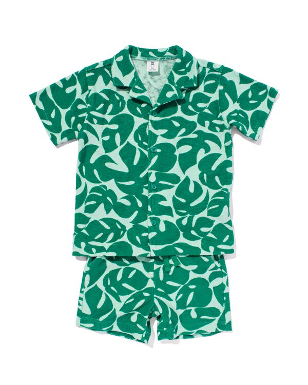 Kinder-Kleiderset, Oberhemd und Shorts, Frottee, Blätter grün grün - 30781402GREEN - HEMA