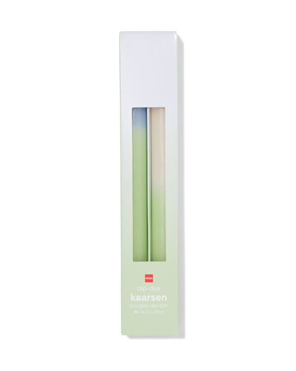 bougies longues ⌀2,2x25cm d&eacute;grad&eacute; bleu-vert- 2 pi&egrave;ces - 13506155 - HEMA