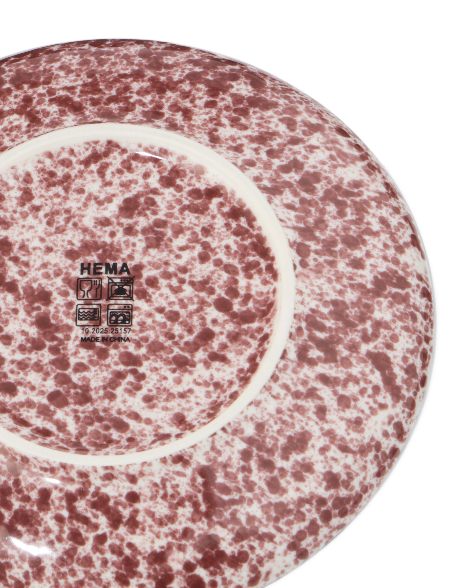 assiette &agrave; dessert ⌀16cm fa&iuml;ence mouchet&eacute;e rouge - 9650350 - HEMA