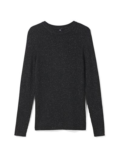 Damen-Pullover Louisa, gerippt, Glitter schwarz schwarz - 36246340BLACK - HEMA