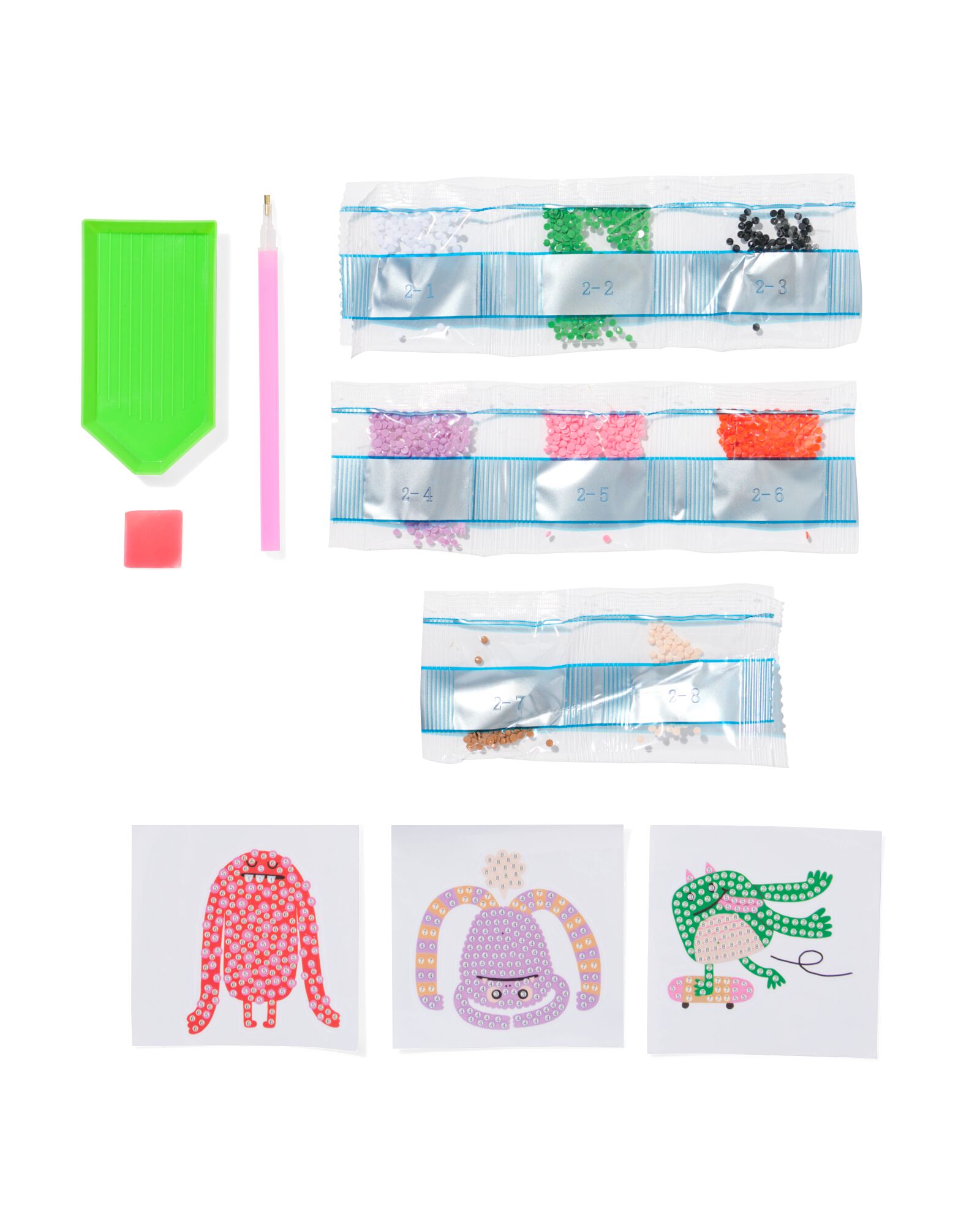 diamantcreaties stickers monsters - 3 stuks - 15900359 - HEMA