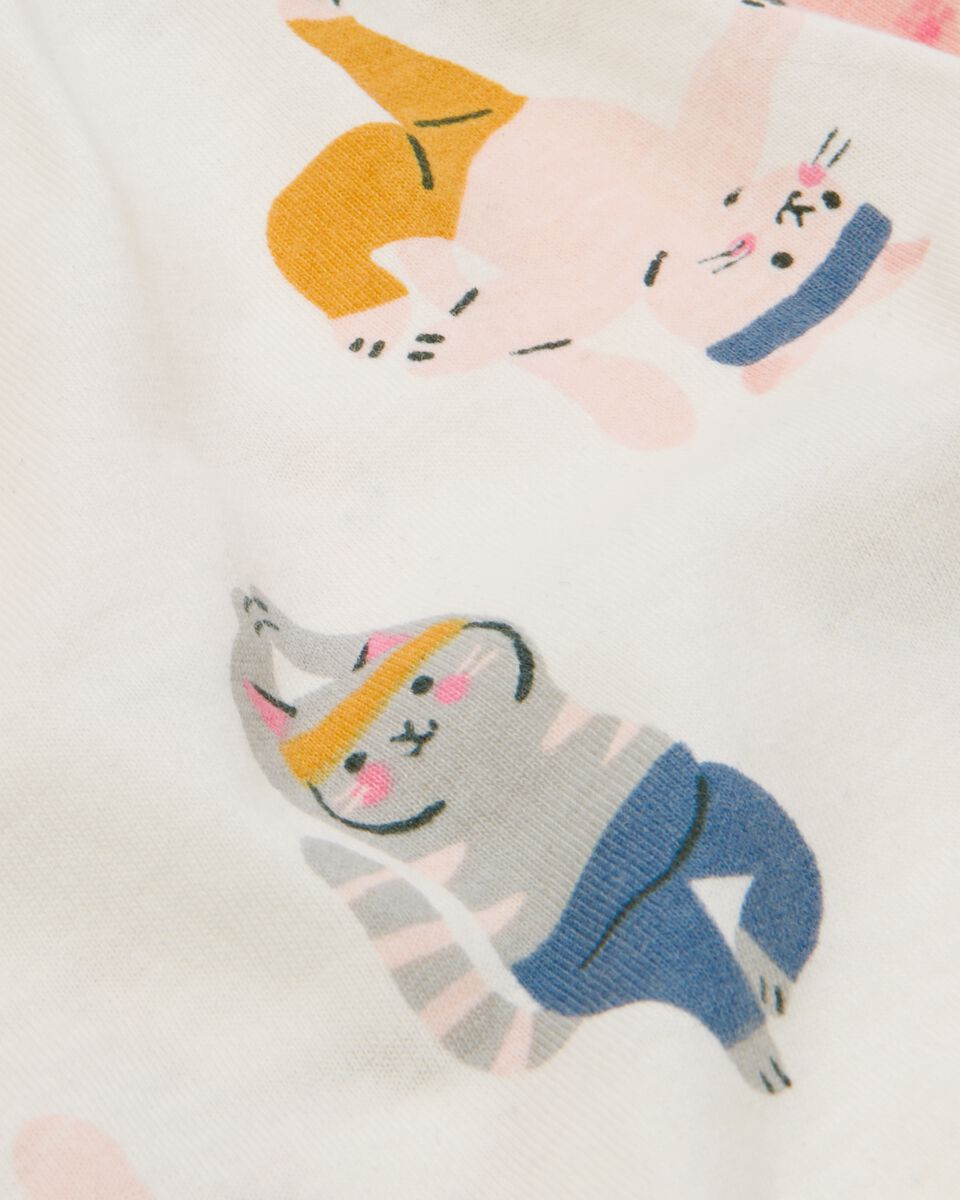 Kinder-Kurzpyjama, Katzen, mit Puppen-Nachthemd eierschalenfarben - 1000030186 - HEMA