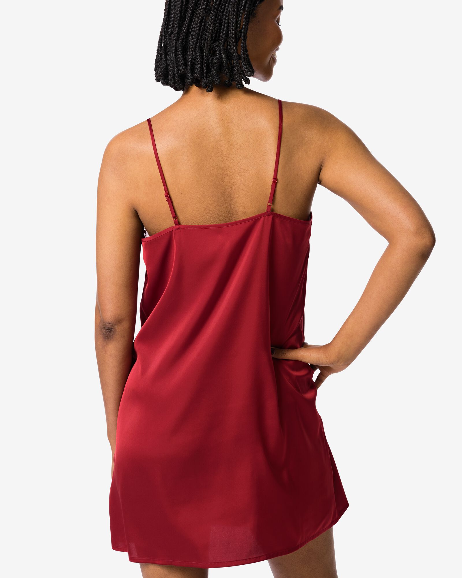chemise de nuit femme en satin avec dentelle rouge - 23404614RED - HEMA