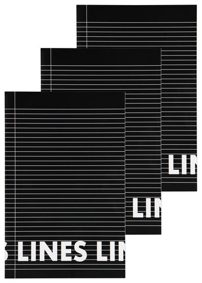 3 cahiers noirs A4 - ligné - 14101618 - HEMA