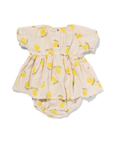 baby kledingset jurk en broekje mousseline citroenen perzik perzik - 33047750PEACH - HEMA