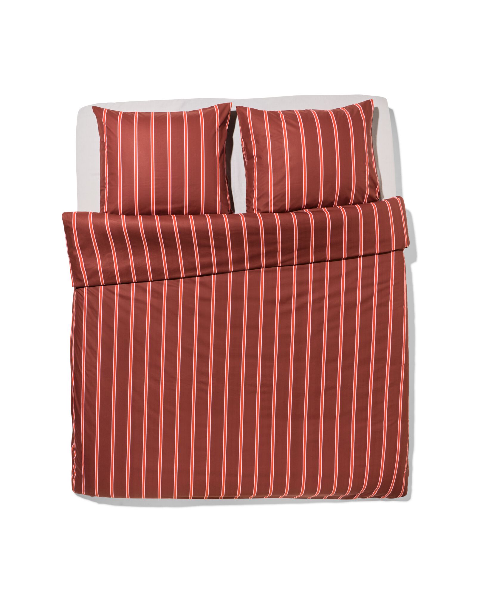 housse de couette 240x200/220cm coton doux ray&eacute; marron - 5720197 - HEMA