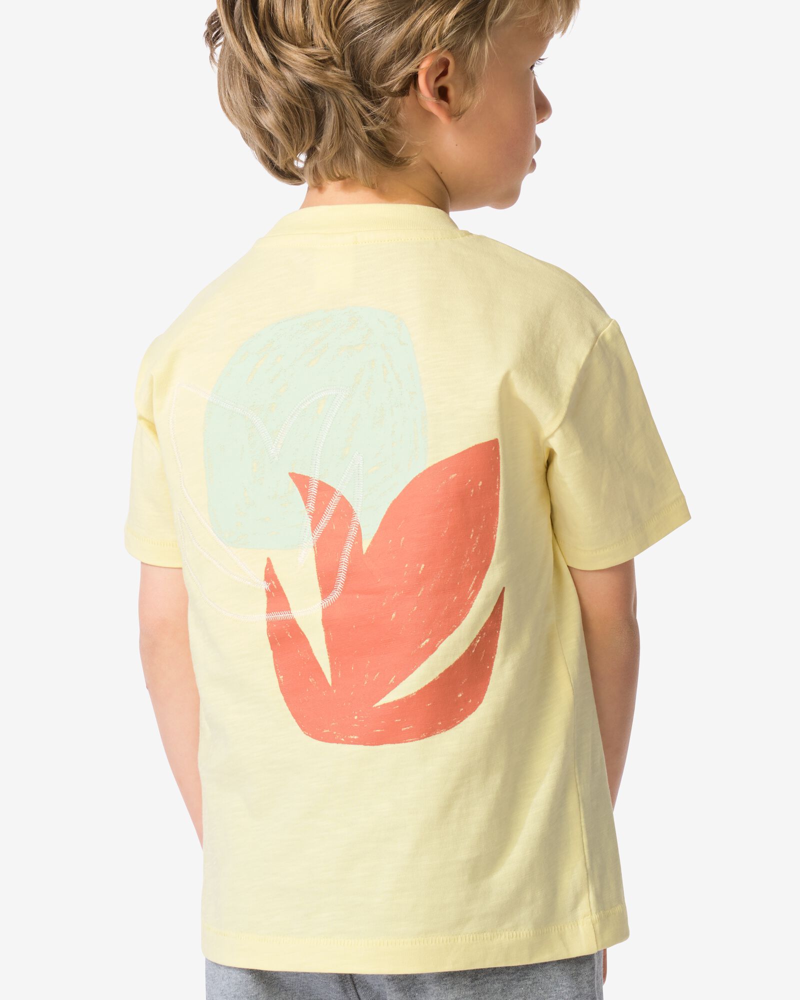 kinder T-shirt bladeren lichtgeel lichtgeel - 30719317LIGHTYELLOW - HEMA