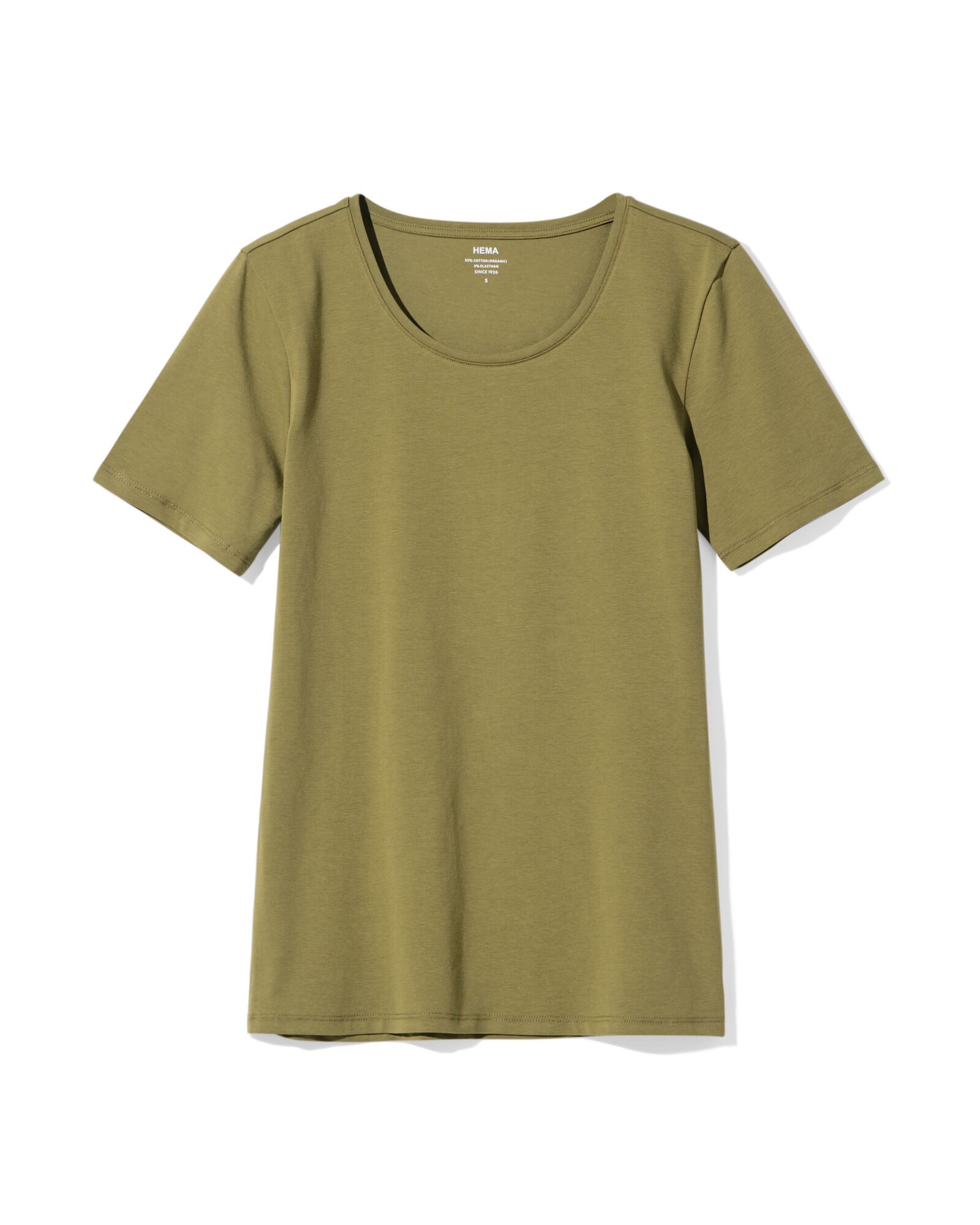dames T-shirt slim fit o-neck  olijf olijf - 36303760OLIVE - HEMA