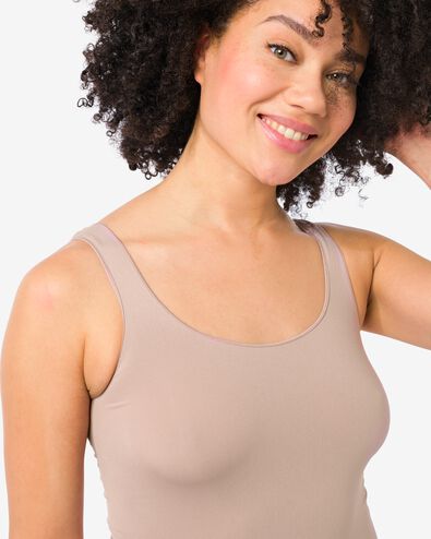 dameshemd naadloos micro beige - 19601014BEIGE - HEMA