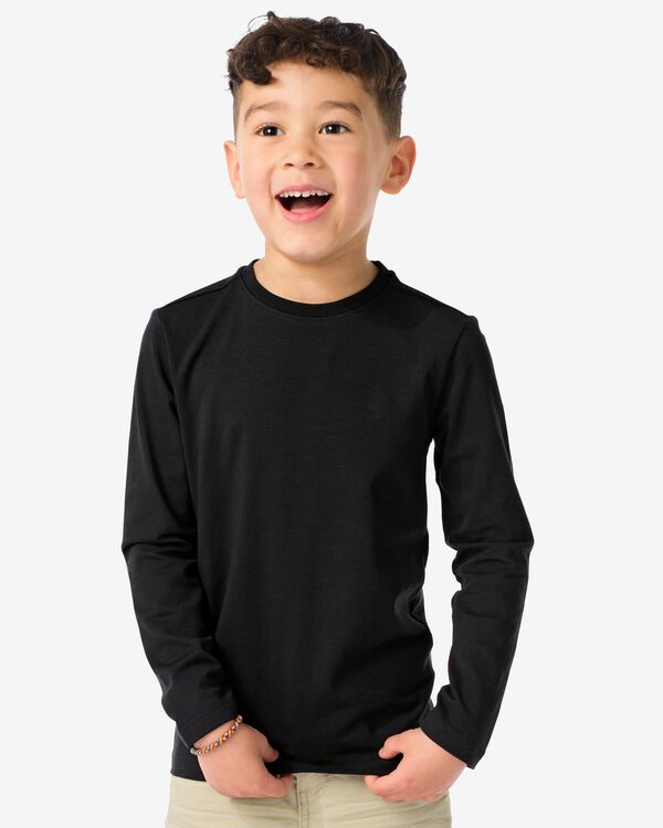 2er-Pack Basic-Kinder-Shirts, Baumwolle/Elasthan schwarz schwarz - 30729334BLACK - HEMA