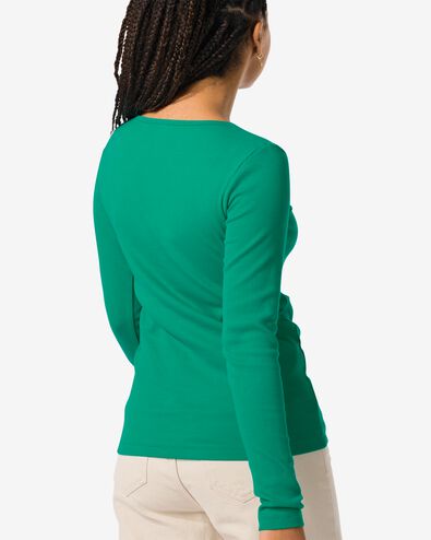 t-shirt femme Clara côtelé vert S - 36256551 - HEMA