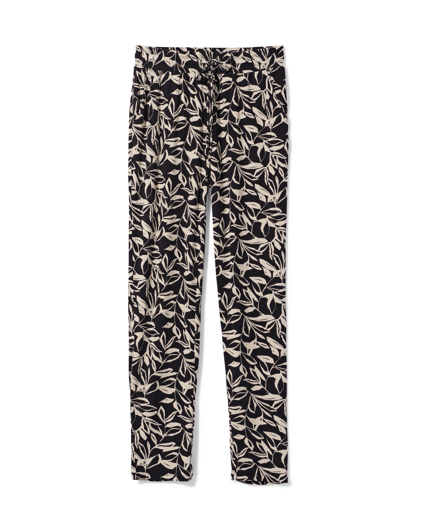 Damenhose Mila, regul&auml;re Passform, Jersey, Bl&auml;tter schwarz/wei&szlig; schwarz/wei&szlig; - 36209680BLACKWHITE - HEMA