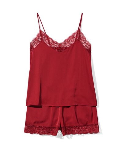 damespyjama satijn met kant rood - 23404650RED - HEMA