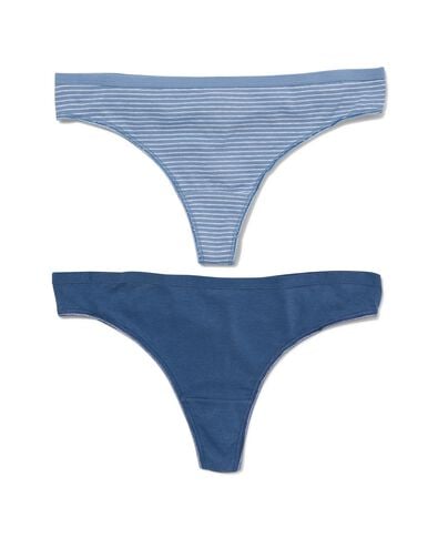 2 strings femme taille haute coton stretch bleu bleu - 1000030301 - HEMA