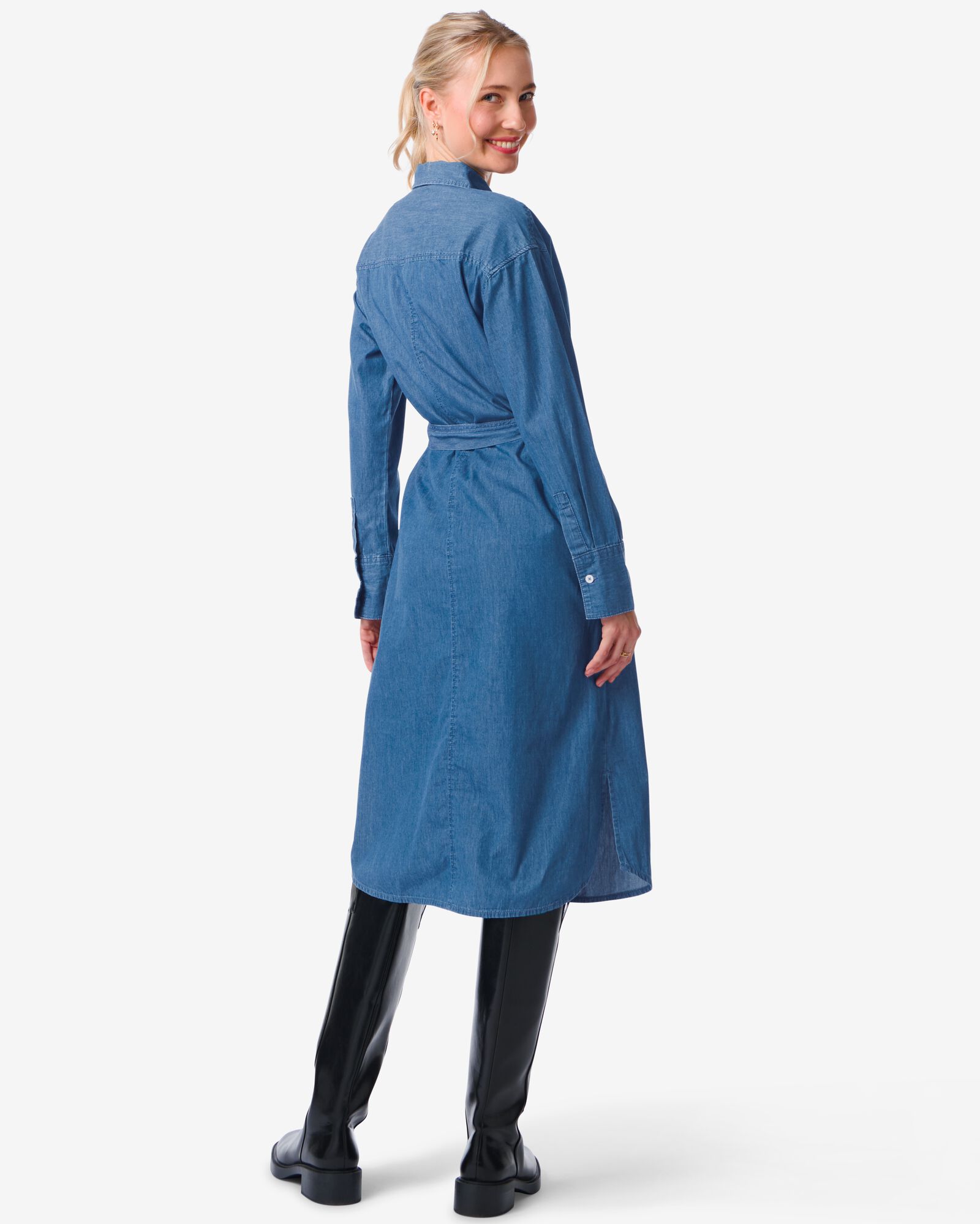 Damen-Hemdblusenkleid Kelsey mittelblau - 36219685MIDBLUE - HEMA