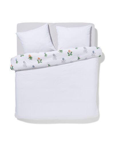housse de couette coton doux 240x200/220 plantes blanc - 5790208 - HEMA