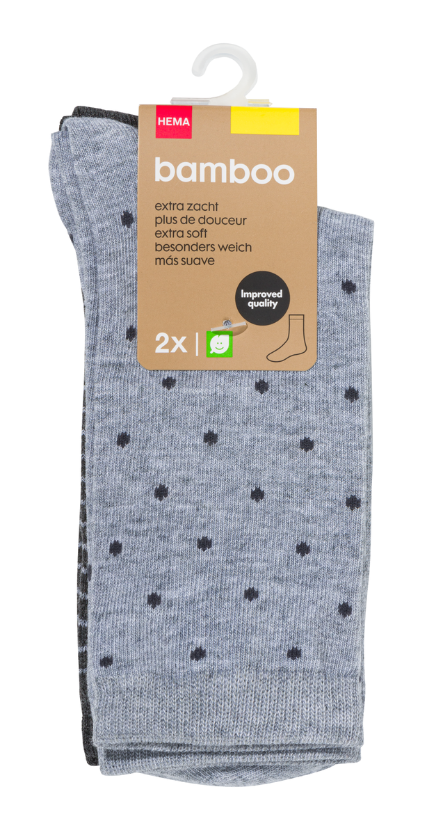 dames sokken met bamboe naadloos - 2 paar grijsmelange 35/38 - 4230511 - HEMA