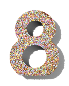 chiffre de fête 8 en chocolat avec perles multicolores - 10360009 - HEMA