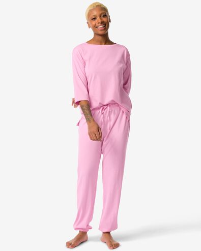 pantalon de pyjama femme avec coton  rose fluorescent XL - 23470364 - HEMA