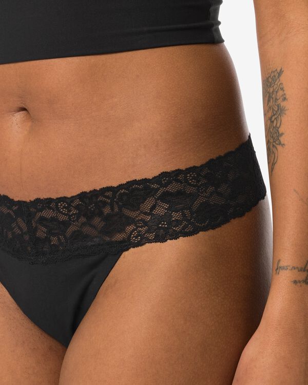string femme coton avec dentelle noir - 19650090BLACK - HEMA