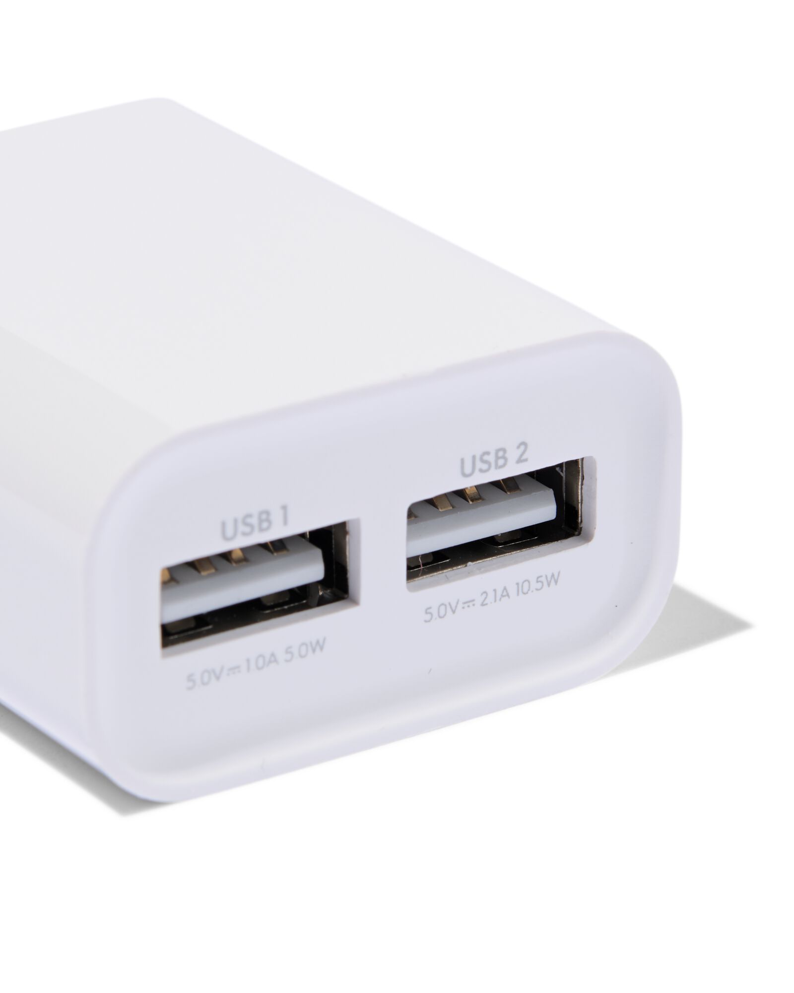 USB oplader 2.1A met 2 poorten wit - 39680014 - HEMA