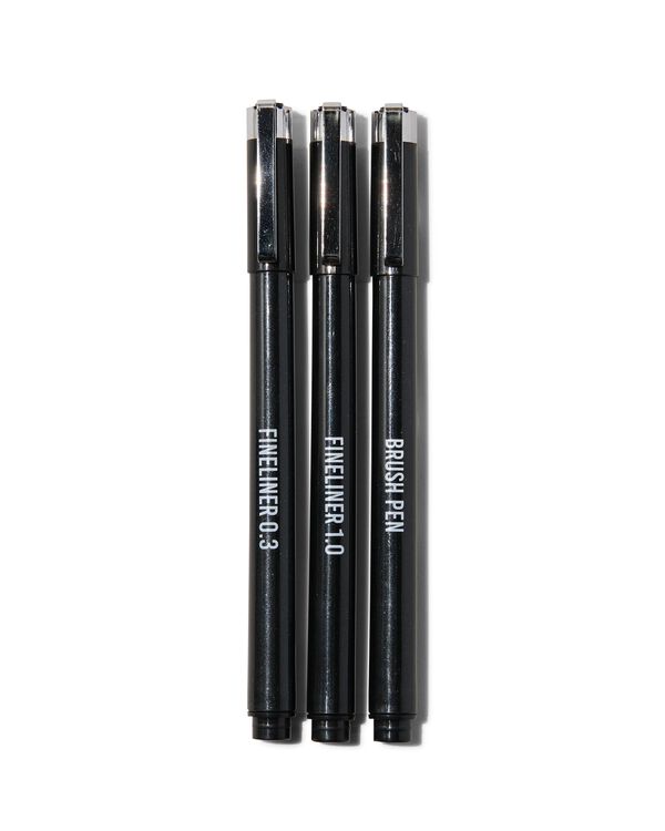 1 stylo pinceau et 2 stylos à pointe fine - 14410059 - HEMA