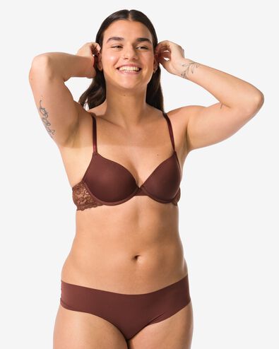 damesbrazilian micro met kant donkerbruin - 19601464DARKBROWN - HEMA