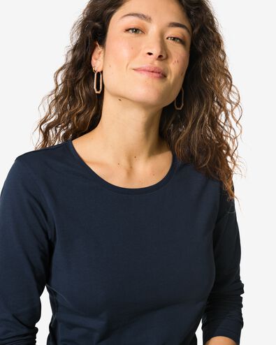 Damen-T-Shirt, enge Passform, Rundhals dunkelblau dunkelblau - 36301870DARKBLUE - HEMA