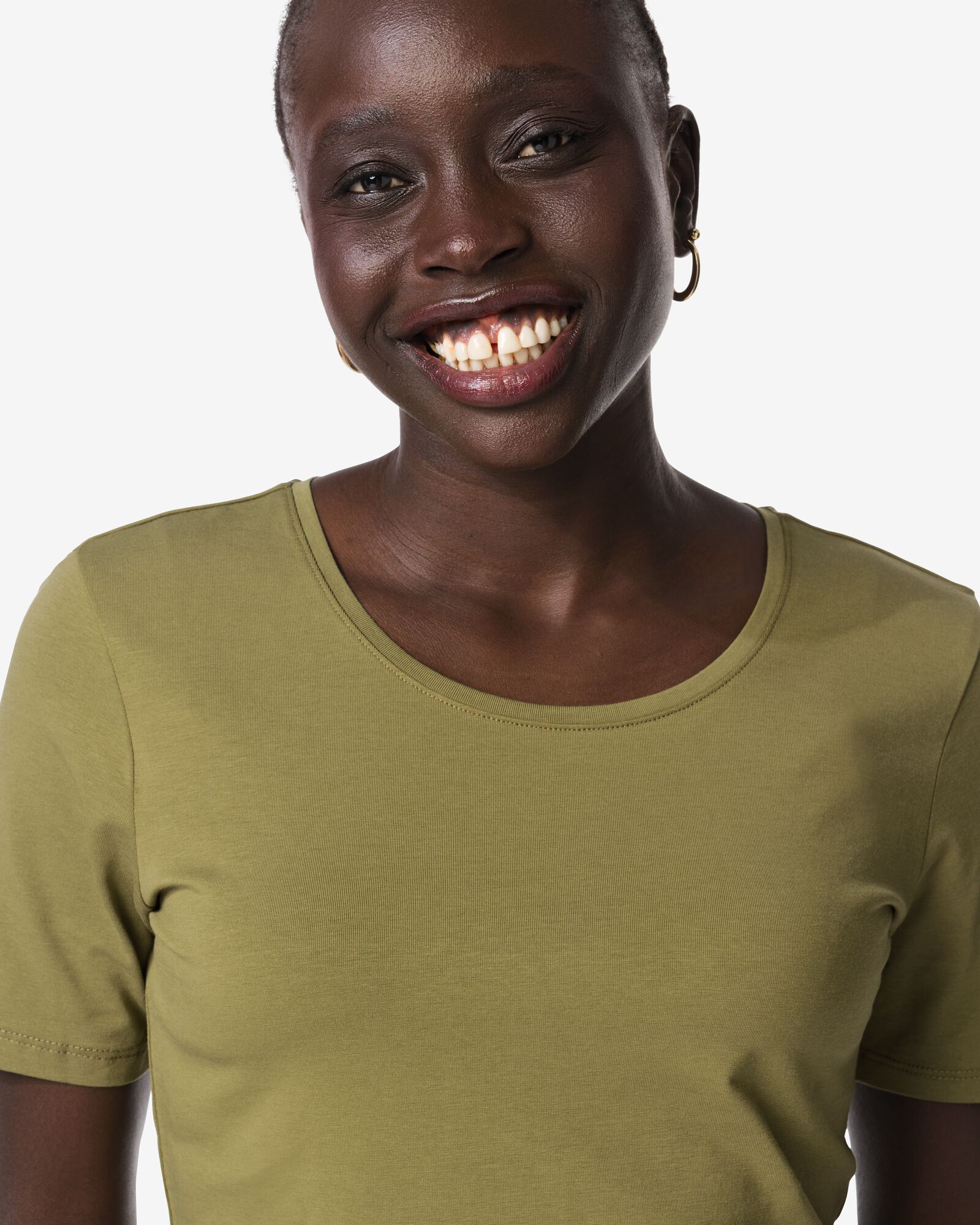 dames T-shirt slim fit o-neck  olijf olijf - 36303760OLIVE - HEMA