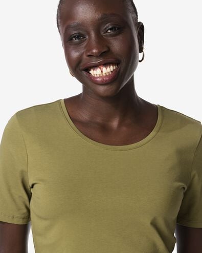 dames T-shirt slim fit o-neck  olijf olijf - 36303760OLIVE - HEMA
