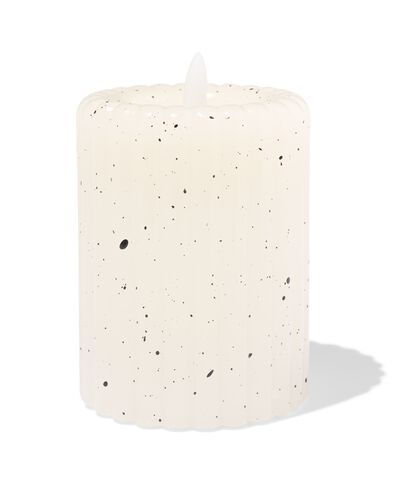 bougie pilier LED &Oslash; 7,5 x 10 cm nervures mouchetures ivoire - 13550162 - HEMA