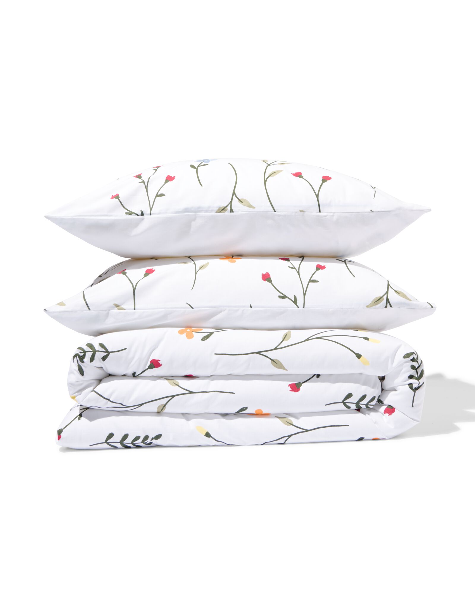 housse de couette 240x200/220cm coton doux motif fleurs sauvages blanc - 5790205 - HEMA