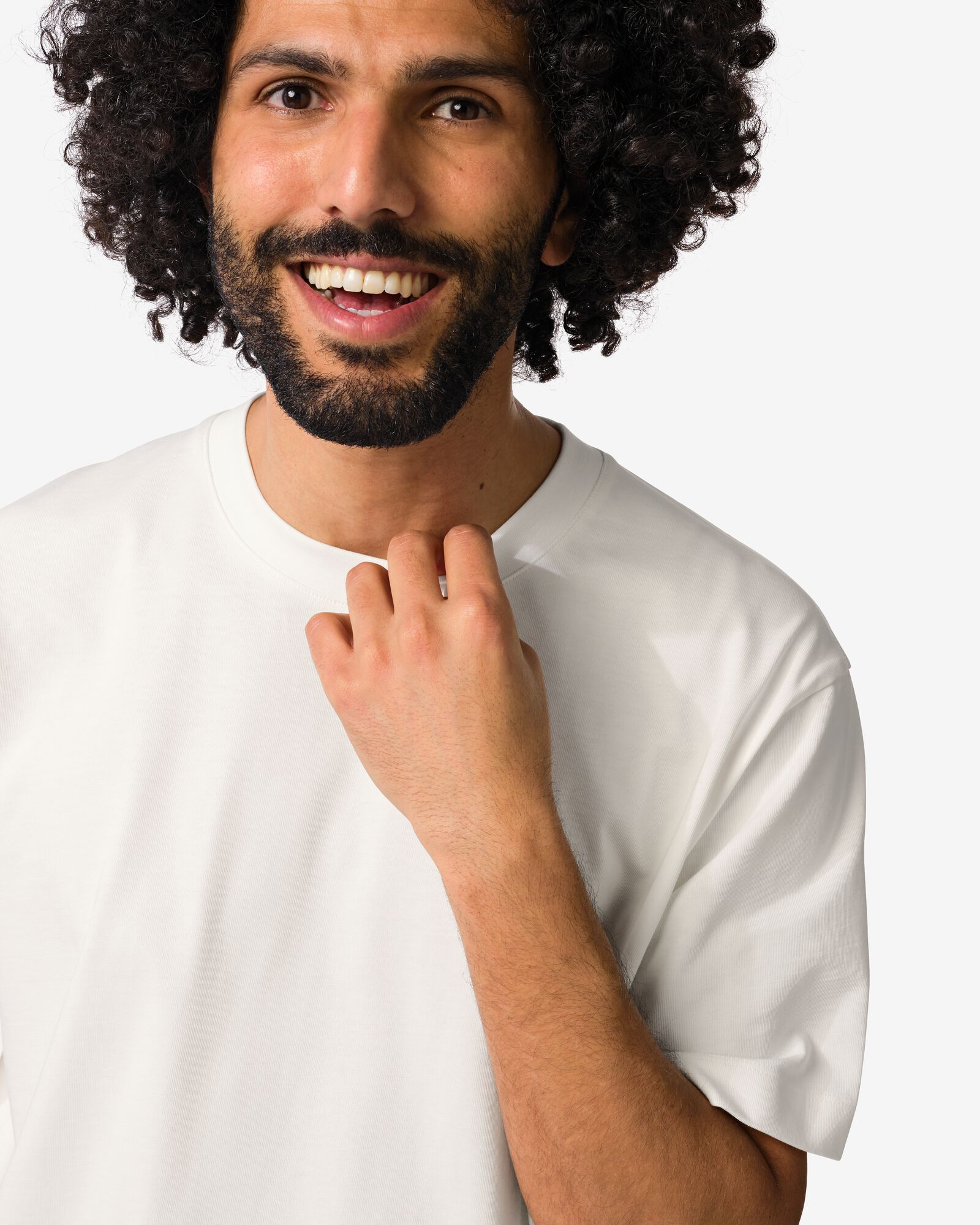 heren T-shirt Elias regular fit gebroken wit gebroken wit - 2129830OFFWHITE - HEMA