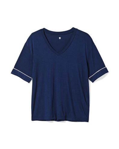 Damen Pyjamaoberteil Viskose dunkelblau dunkelblau - 23410467DARKBLUE - HEMA