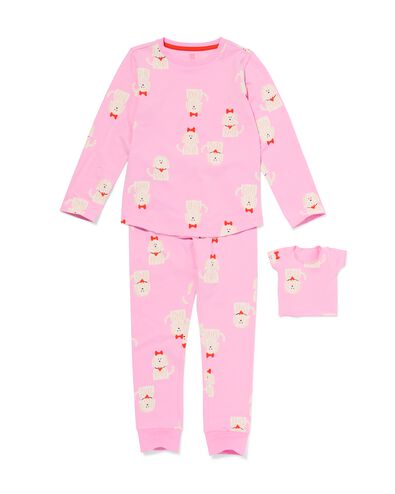 Kinderpyjama mit Puppenpyjama Hunde rosa rosa - 23000440PINK - HEMA