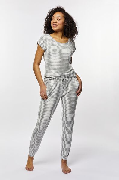 pantalon de pyjama femme rayures gris chiné - 1000022619 - HEMA