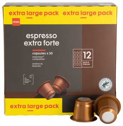 koffiecups espresso extra forte - 50 stuks - 17180033 - HEMA