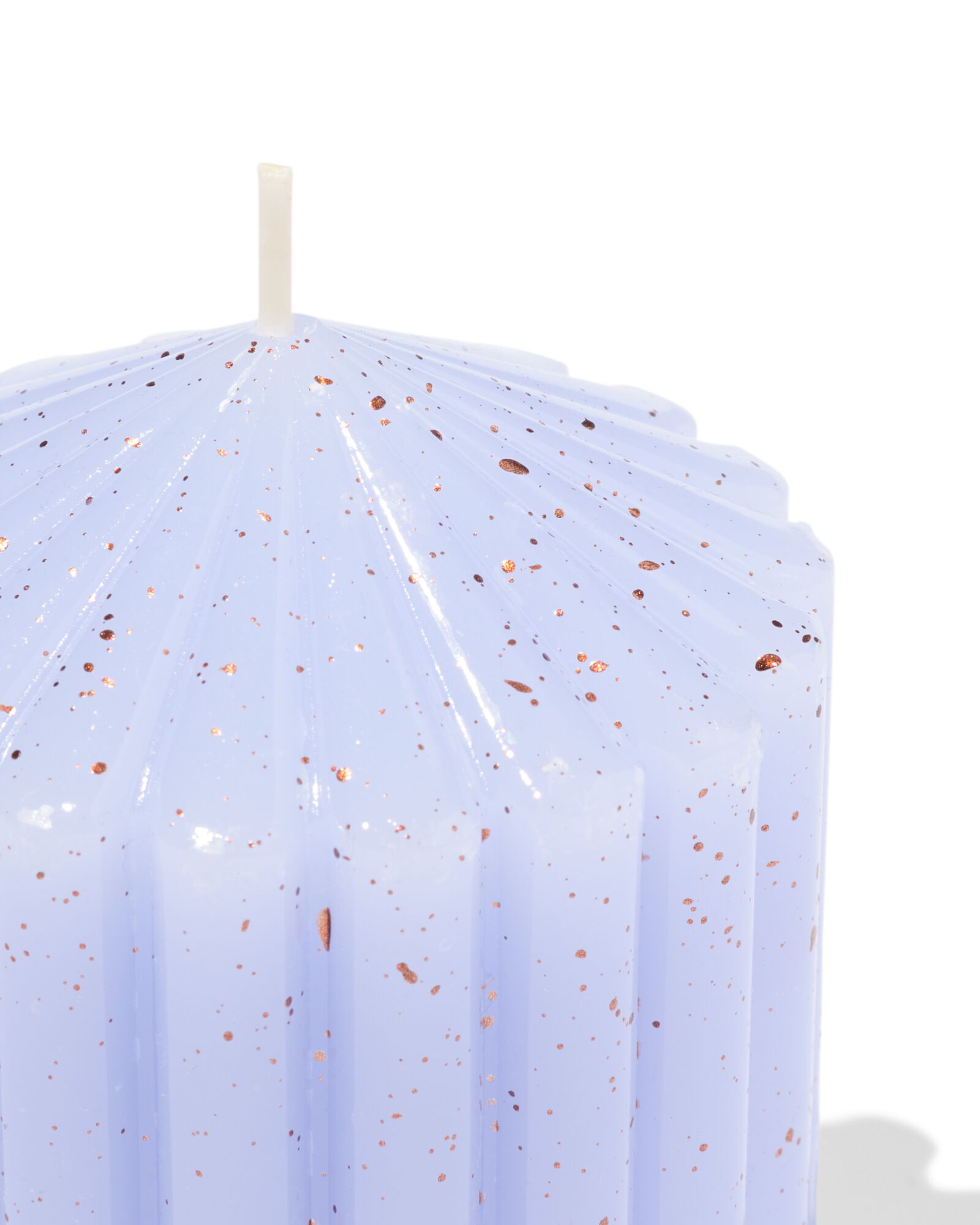 bougie cylindrique ⌀7x10cm nervur&eacute;e mouchet&eacute;e bleu clair - 13506167 - HEMA