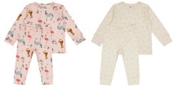 2 pyjamas bébé flamant rose rose - 1000026431 - HEMA