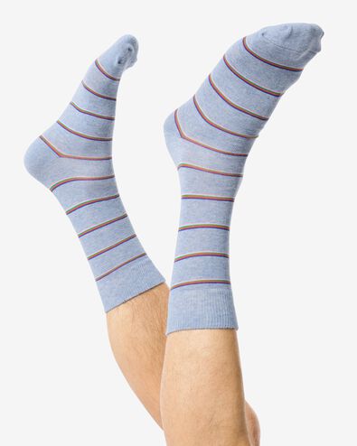 heren sokken met katoen strepen blauw blauw - 4152675BLUE - HEMA