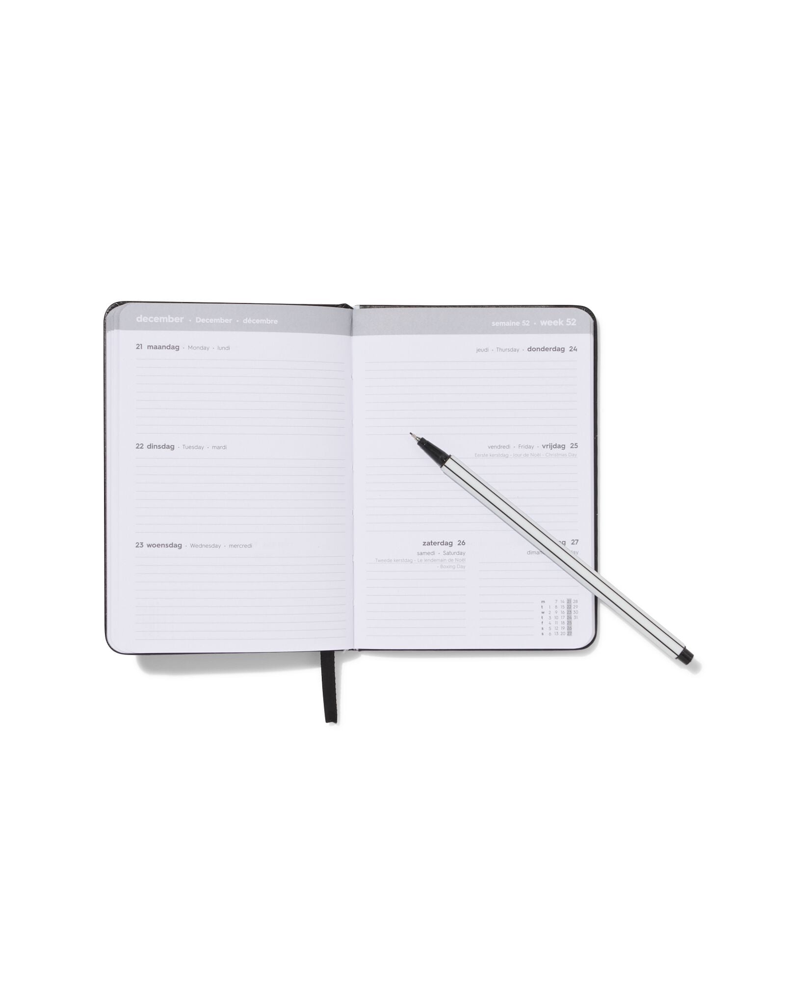 agenda scolaire 2026-2027 11x15,3cm faux cuir noir - 14505644 - HEMA