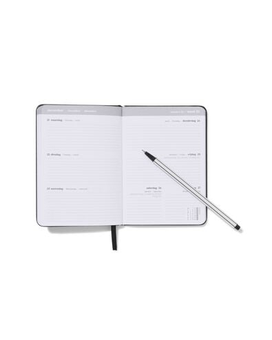 agenda scolaire 2026-2027 11x15,3cm faux cuir noir - 14505644 - HEMA