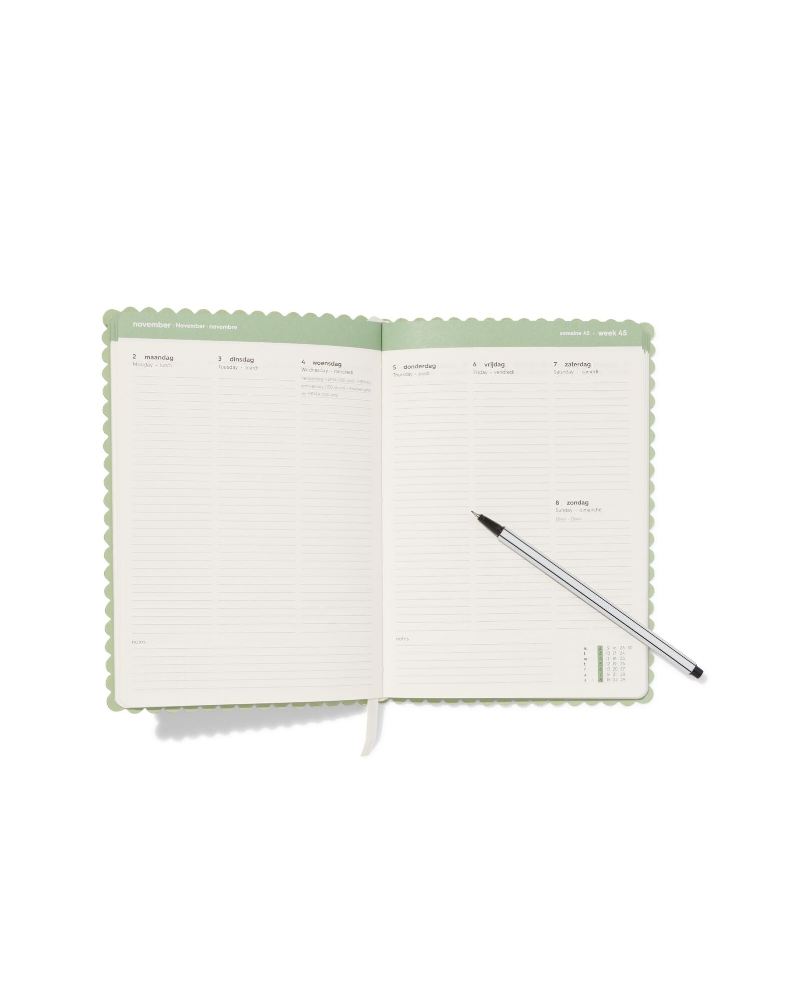 agenda scolaire 2026-2027 A5 simili cuir vert - 14505666 - HEMA