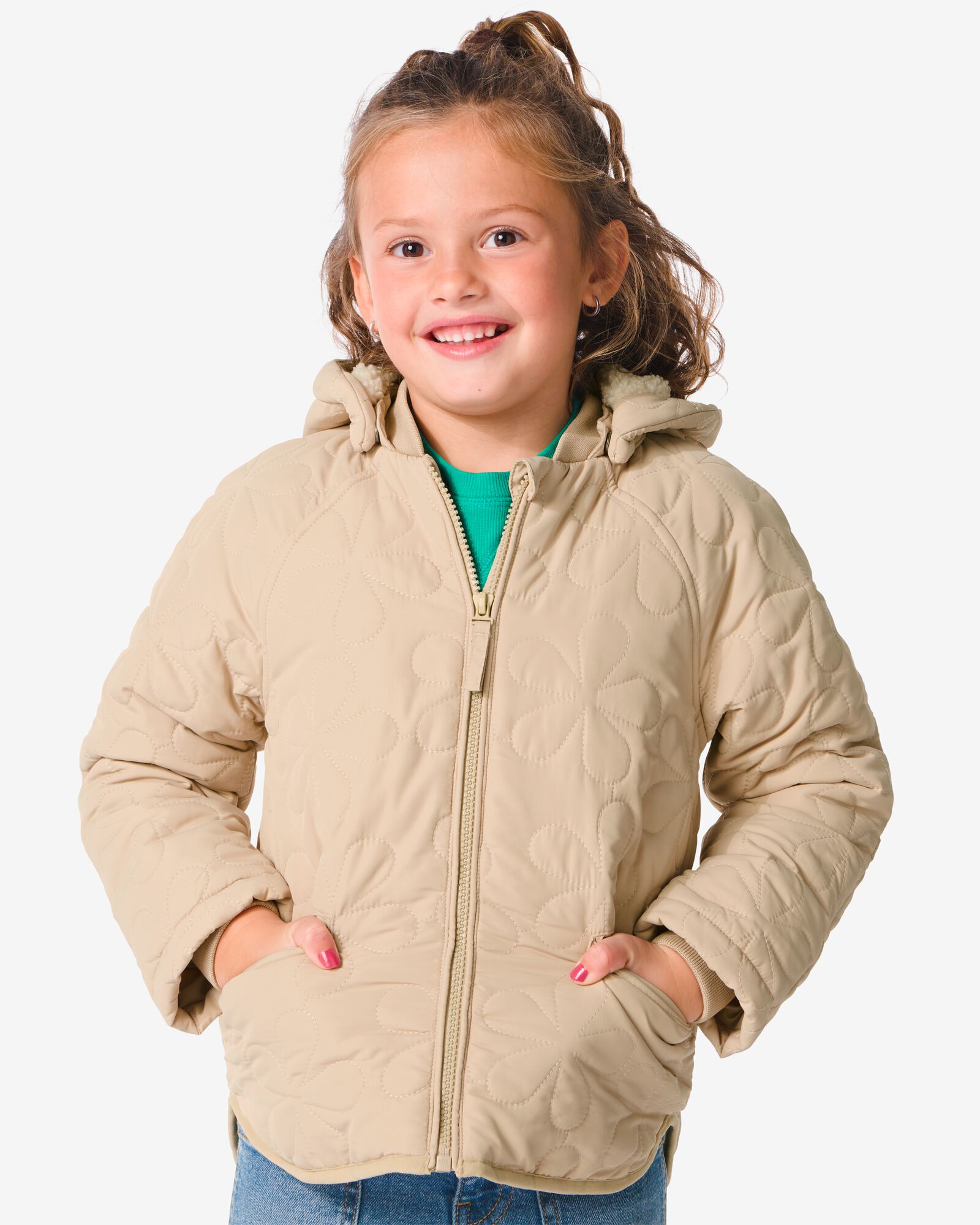 hema manteau enfant surpiqué avec capuche séparée beige (beige)