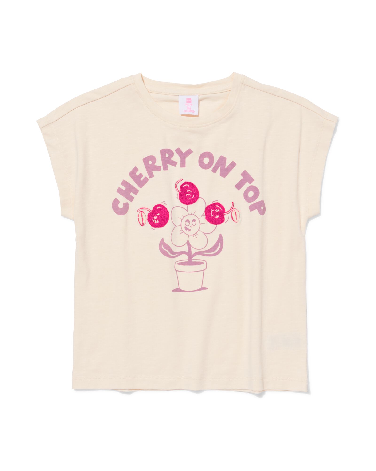 kinder T-shirt kersen ecru ecru - 30843125ECRU - HEMA