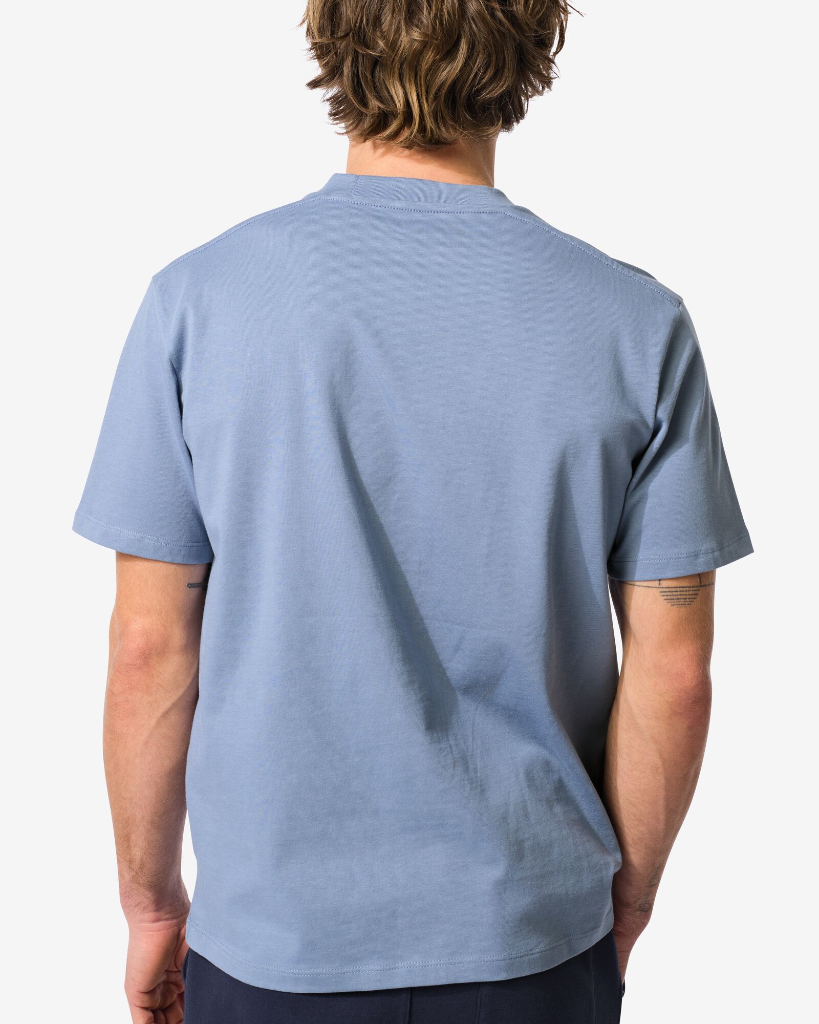 heren T-shirt  middenblauw - 2140510MIDBLUE - HEMA