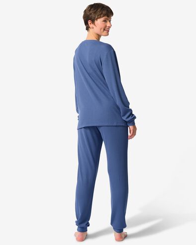 Damenpyjama, Waffelstruktur mittelblau mittelblau - 23407990MIDBLUE - HEMA